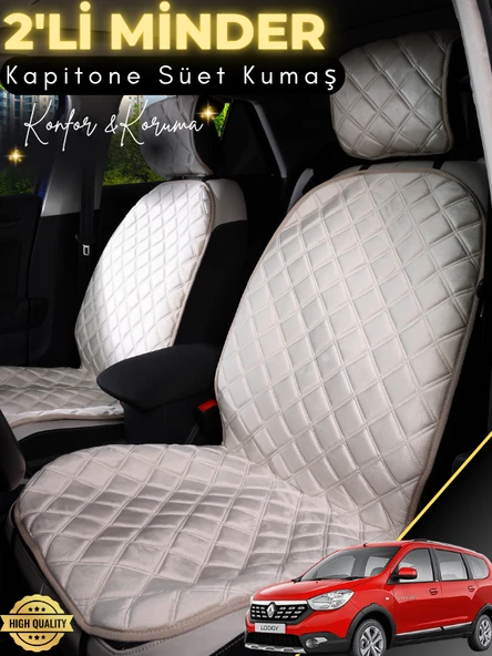 MİRCEM Dacia Lodgy Uyumlu 2'li Süet Oto Koltuk Minderi | Terletmez | Universal | Oto Aksesuar | A4 Bej ürün görseli 1