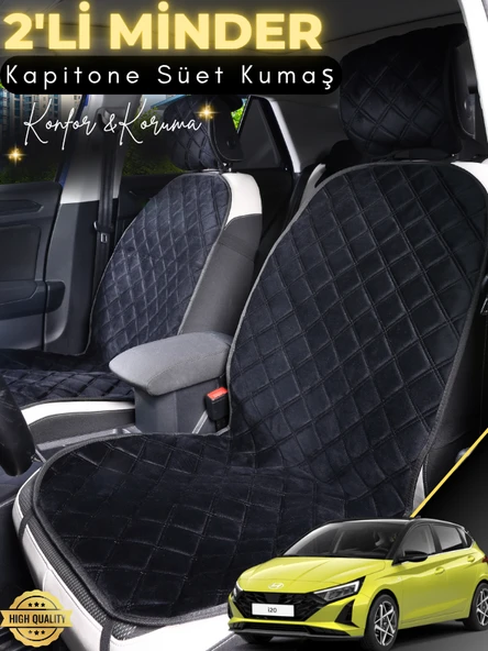 MİRCEM Hyundai İ20 Uyumlu 2'li Süet Oto Koltuk Minderi | Terletmez | Kolay Montaj | Oto Aksesuar | A10 Siyah ürün görseli 1