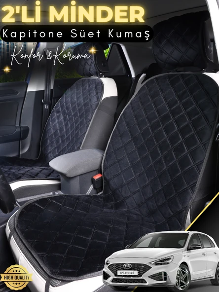 MİRCEM Hyundai İ30 Uyumlu 2'li Süet Oto Koltuk Minderi | Universal | Hızlı Montaj | Su Geçirmez | A10 Siyah ürün görseli 1