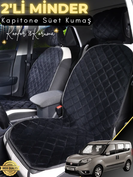 MİRCEM Fiat Doblo Uyumlu 2'li Süet Oto Koltuk Minderi | Terletmez | Universal | Oto Koltuk Kılıfı | A10 Siyah ürün görseli 1