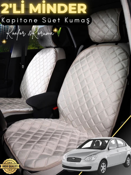 MİRCEM Hyundai Accent Era Uyumlu 2'li Süet Oto Koltuk Minderi | Terletmez | Universal | Tam Koruma | A4 Bej ürün görseli 1