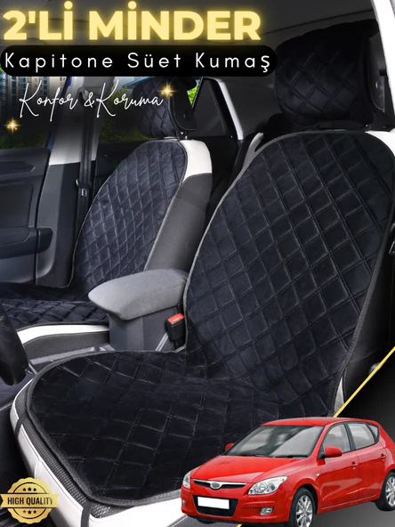 MİRCEM Hyundai İ30 Uyumlu 2'li Süet Oto Koltuk Minderi | Universal | Hızlı Montaj | Su Geçirmez | A2 Siyah ürün görseli 1