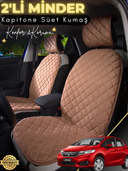 MİRCEM Honda Jazz Uyumlu 2'li Süet Oto Koltuk Minderi | Universal | Hızlı Montaj | Su Geçirmez | A1 Kahverengi ürün görseli 1