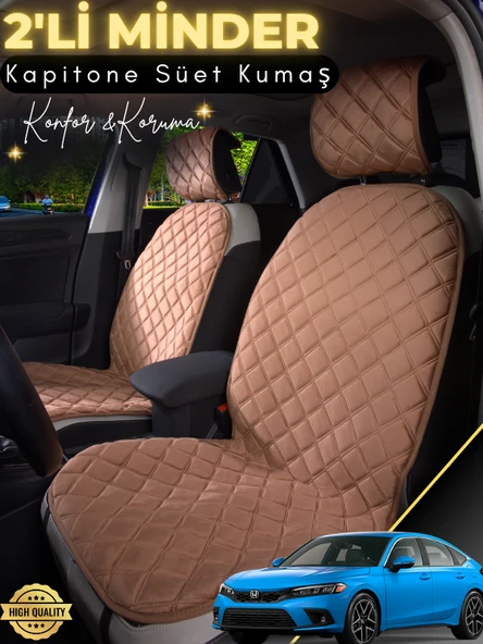MİRCEM Honda Civic Fe1 Uyumlu 2'li Süet Oto Koltuk Minderi | Terletmez | Universal | Oto Aksesuar | A1 Kahverengi ürün görseli 1