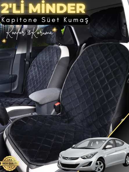 MİRCEM Hyundai Elantra Uyumlu 2'li Süet Oto Koltuk Minderi | Tam Koruma | Universal | Oto Koltuk Kılıf | A2 Siyah ürün görseli 1
