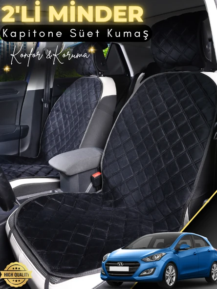 MİRCEM Hyundai İ30 Uyumlu 2'li Süet Oto Koltuk Minderi | Universal | Hızlı Montaj | Su Geçirmez | A6 Siyah ürün görseli 1