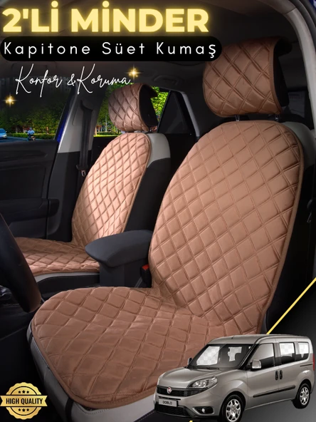 MİRCEM Fiat Doblo Uyumlu 2'li Süet Oto Koltuk Minderi | Terletmez | Universal | Oto Koltuk Kılıfı | A9 Kahverengi ürün görseli 1