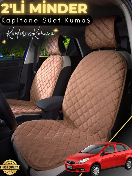 MİRCEM Fiat Sieana Uyumlu 2'li Süet Oto Koltuk Minderi | Terletmez | Universal | Tam Koruma | A1 Kahverengi ürün görseli 1