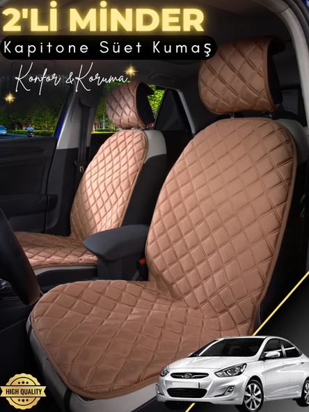 MİRCEM Hyundai Accent Blue Uyumlu 2'li Süet Oto Koltuk Minderi | Terletmez | Universal | Oto Kılıf | A1 Kahverengi ürün görseli 1