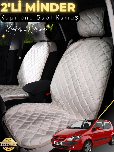 MİRCEM Hyundai Getz Uyumlu 2'li Süet Oto Koltuk Minderi | Su Geçirmez | Hızlı Montaj | Oto Koltuk Kılıfı | A4 Bej ürün görseli 1