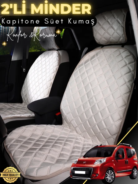 MİRCEM Fiat Fiorino yumlu 2'li Süet Oto Koltuk Minderi | Tam Koruma | Hızlı Montaj | Su Geçirmez | A4 Bej ürün görseli 1