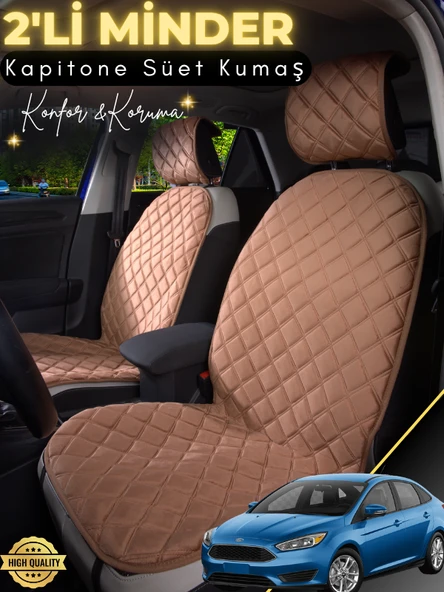 MİRCEM Ford Focus  Uyumlu 2'li Süet Oto Koltuk Minderi | Terletmez | Universal | Oto Koltuk Kılıfı | A13 Kahverengi ürün görseli 1