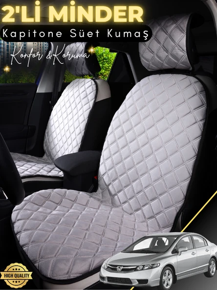 MİRCEM Honda Civic Fb7 Uyumlu 2'li Süet Oto Koltuk Minderi | Terletmez | Universal | Su Geçirmez | A3 Gri ürün görseli 1