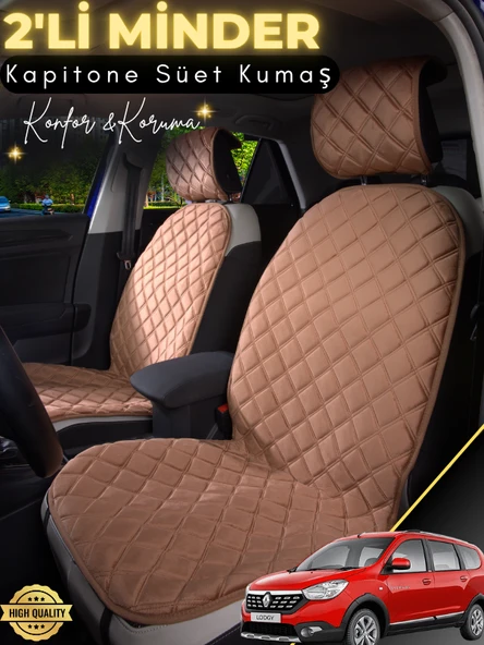 MİRCEM Dacia Lodgy Uyumlu 2'li Süet Oto Koltuk Minderi | Terletmez | Universal | Oto Aksesuar | A1 Kahverengi ürün görseli 1