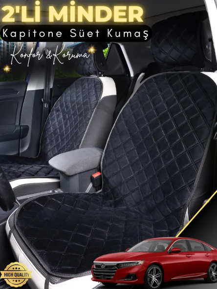 MİRCEM Honda Accord Uyumlu 2'li Süet Oto Koltuk Minderi | Terletmez | Kolay Montaj | Oto Aksesuar | A6 Siyah ürün görseli 1