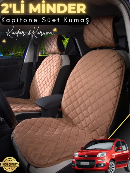 MİRCEM Fiat Panda Uyumlu 2'li Süet Oto Koltuk Minderi | Terletmez | Kolay Montaj | Oto Koltuk Kılıfı | A1 Kahverengi ürün görseli 1