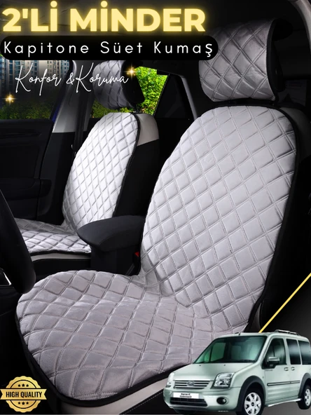 MİRCEM Ford Connect Uyumlu 2'li Süet Oto Koltuk Minderi | Tam Koruma | Universal | Oto Koltuk Kılıfı | A3 Gri ürün görseli 1