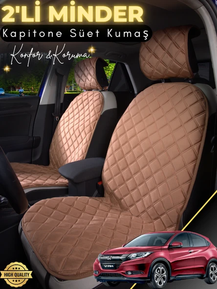 MİRCEM Honda HR-V Uyumlu 2'li Süet Oto Koltuk Minderi | Terletmez | Kolay Montaj | Oto Aksesuar | A1 Kahverengi ürün görseli 1