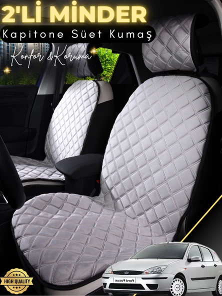 MİRCEM Ford Focus  Uyumlu 2'li Süet Oto Koltuk Minderi | Terletmez | Universal | Oto Koltuk Kılıfı | A3 Gri ürün görseli 1