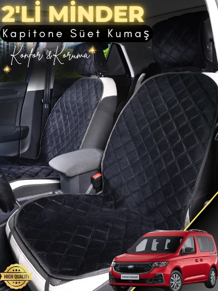 MİRCEM Ford Tourneo Connect Uyumlu 2'li Süet Oto Koltuk Minderi | Terletmez | Universal | Oto Aksesuar | A2 Siyah ürün görseli 1