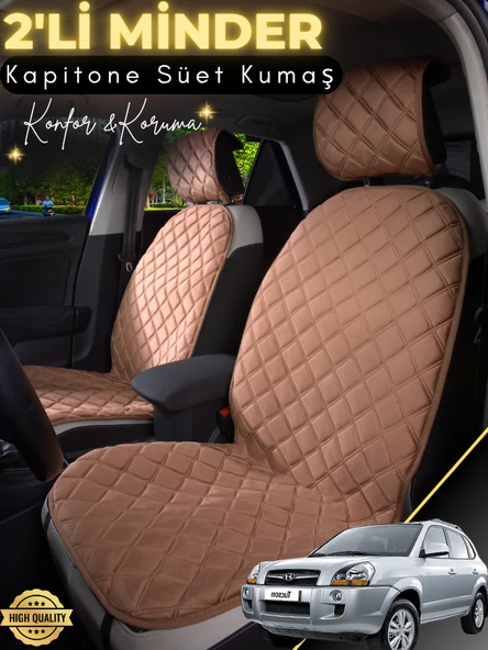 MİRCEM Hyundai Tucson Uyumlu 2'li Süet Oto Koltuk Minderi | Tam Koruma | Hızlı Montaj | Su Geçirmez | A1 Kahverengi ürün görseli 1