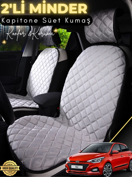 MİRCEM Hyundai İ20 Uyumlu 2'li Süet Oto Koltuk Minderi | Terletmez | Kolay Montaj | Oto Aksesuar | A7 Gri ürün görseli 1