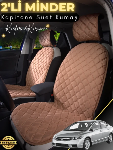 MİRCEM Honda Civic Fb7 Uyumlu 2'li Süet Oto Koltuk Minderi | Terletmez | Universal | Su Geçirmez | A1 Kahverengi ürün görseli 1