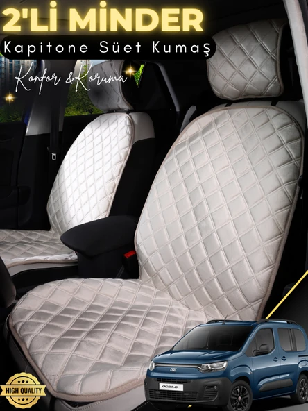 MİRCEM Fiat Doblo Uyumlu 2'li Süet Oto Koltuk Minderi | Terletmez | Universal | Oto Koltuk Kılıfı | A4 Bej ürün görseli 1