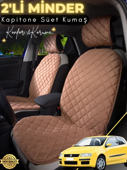 MİRCEM Fiat Stilo Uyumlu 2'li Süet Oto Koltuk Minderi | Tam Koruma | Universal | Oto Koltuk Kılıfı | A1 Kahverengi ürün görseli 1