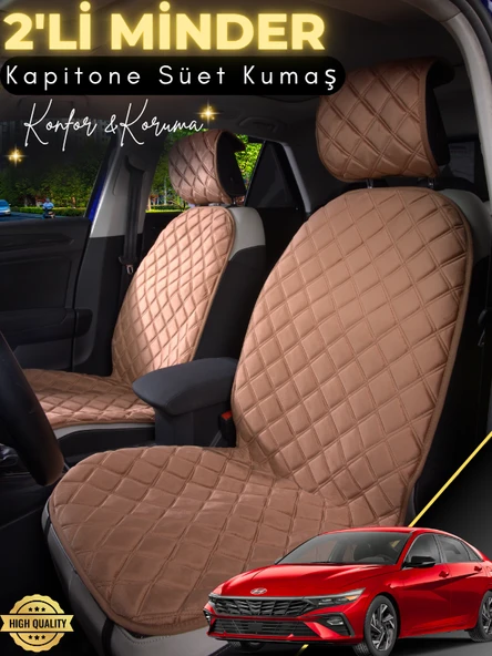 MİRCEM Hyundai Elantra Uyumlu 2'li Süet Oto Koltuk Minderi | Tam Koruma | Universal | Oto Koltuk Kılıf | B5 Kahverengi ürün görseli 1