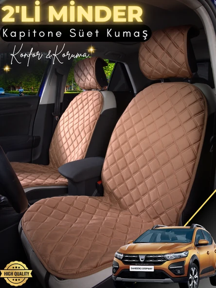 MİRCEM Dacia Sandero 3 Uyumlu 2'li Süet Oto Koltuk Minderi | Terletmez | Universal | Oto Koltuk Kılıfı | A1 Kahverengi ürün görseli 1