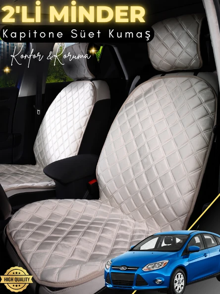 MİRCEM Ford Focus  Uyumlu 2'li Süet Oto Koltuk Minderi | Terletmez | Universal | Oto Koltuk Kılıfı | A12 Bej ürün görseli 1
