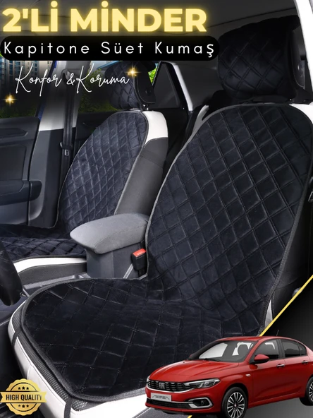 MİRCEM Fiat Egea Sedan Uyumlu 2'li Süet Oto Koltuk Minderi | Tam Koruma | Universal | Oto Koltuk Kılıfı |A2 Siyah ürün görseli 1