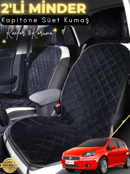 MİRCEM Fiat Punto Uyumlu 2'li Süet Oto Koltuk Minderi | Su Geçirmez | Hızlı Montaj | Oto Koltuk Kılıfı | A2 Siyah ürün görseli 1