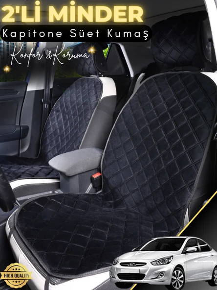 MİRCEM Hyundai Accent Blue Uyumlu 2'li Süet Oto Koltuk Minderi | Terletmez | Universal | Oto Kılıf | A2 Siyah ürün görseli 1