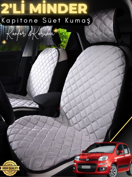 MİRCEM Fiat Panda Uyumlu 2'li Süet Oto Koltuk Minderi | Terletmez | Kolay Montaj | Oto Koltuk Kılıfı | A3 Gri ürün görseli 1