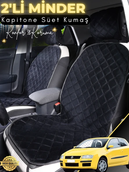 MİRCEM Fiat Stilo Uyumlu 2'li Süet Oto Koltuk Minderi | Tam Koruma | Universal | Oto Koltuk Kılıfı | A2 Siyah ürün görseli 1