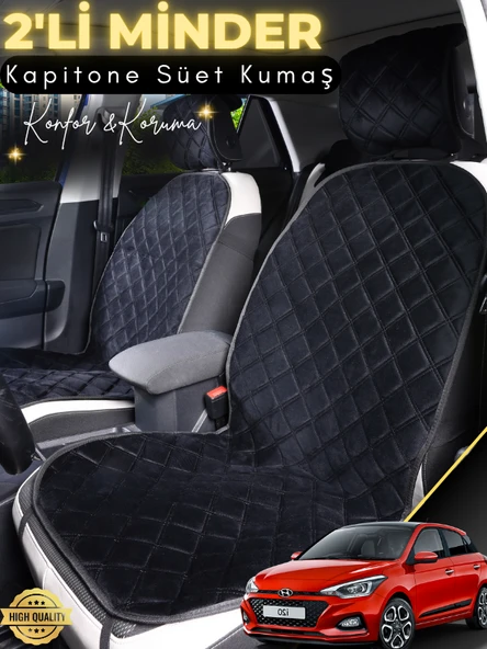 MİRCEM Hyundai İ20 Uyumlu 2'li Süet Oto Koltuk Minderi | Terletmez | Kolay Montaj | Oto Aksesuar | A6 Siyah ürün görseli 1