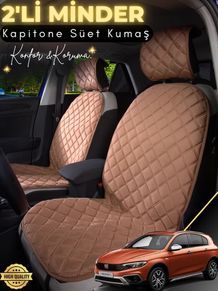 MİRCEM Fiat Egea Cross Uyumlu 2'li Süet Oto Koltuk Minderi | Terletmez | Kolay Montaj | Oto Kılıf| A1 Kahverengi ürün görseli 1