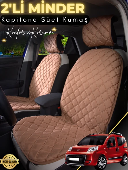 MİRCEM Fiat Fiorino yumlu 2'li Süet Oto Koltuk Minderi | Tam Koruma | Hızlı Montaj | Su Geçirmez | A1 Kahverengi ürün görseli 1