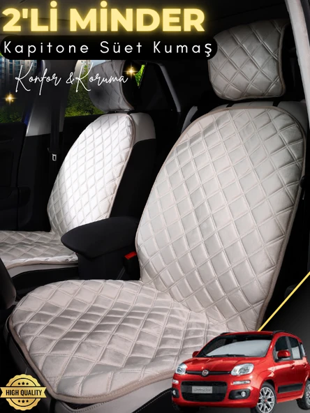 MİRCEM Fiat Panda Uyumlu 2'li Süet Oto Koltuk Minderi | Terletmez | Kolay Montaj | Oto Koltuk Kılıfı | A4 Bej ürün görseli 1