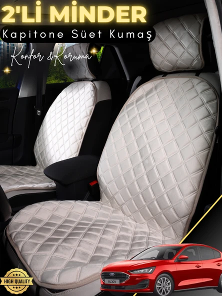 MİRCEM Ford Focus  Uyumlu 2'li Süet Oto Koltuk Minderi | Terletmez | Universal | Oto Koltuk Kılıfı | A20 Bej ürün görseli 1