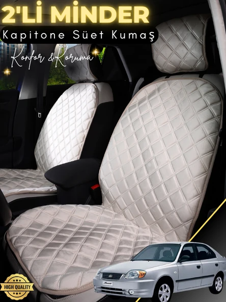 MİRCEM Hyundai Accent Admire Uyumlu 2'li Süet Oto Koltuk Minderi | Terletmez | Universal | Su Geçirmez | A4 Bej ürün görseli 1