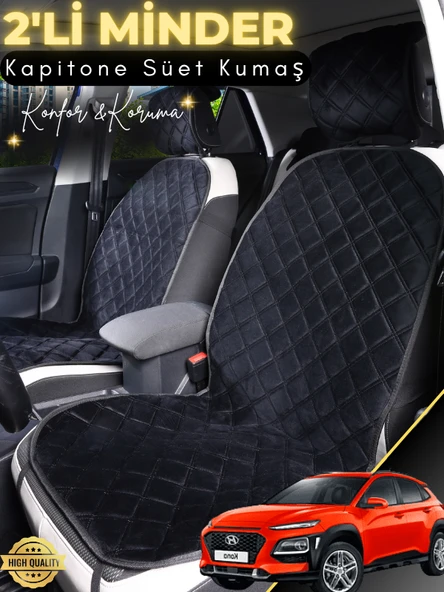MİRCEM Hyundai Kona Uyumlu 2'li Süet Oto Koltuk Minderi | Terletmez | Kolay Montaj | Oto Koltuk Kılıfı | A2 Siyah ürün görseli 1
