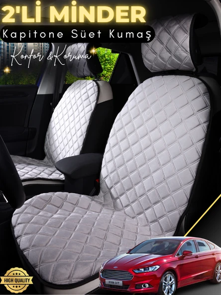MİRCEM Ford Mondeo Uyumlu 2'li Süet Oto Koltuk Minderi | Terletmez | Kolay Montaj | Oto Aksesuar | A7 Gri ürün görseli 1