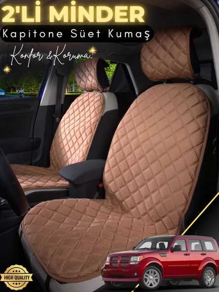 MİRCEM Dodge Nitro Uyumlu 2'li Süet Oto Koltuk Minderi | Terletmez | Universal | Oto Aksesuar | A1 Kahverengi ürün görseli 1