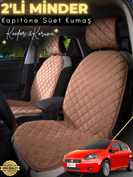 MİRCEM Fiat Punto Uyumlu 2'li Süet Oto Koltuk Minderi | Su Geçirmez | Hızlı Montaj | Oto Koltuk Kılıfı | A1 Kahverengi ürün görseli 1