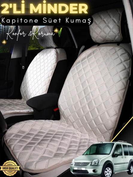 MİRCEM Ford Connect Uyumlu 2'li Süet Oto Koltuk Minderi | Tam Koruma | Universal | Oto Koltuk Kılıfı | A4 Bej ürün görseli 1