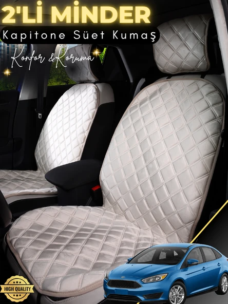 MİRCEM Ford Focus  Uyumlu 2'li Süet Oto Koltuk Minderi | Terletmez | Universal | Oto Koltuk Kılıfı | A16 Bej ürün görseli 1