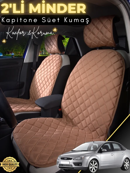 MİRCEM Ford Focus  Uyumlu 2'li Süet Oto Koltuk Minderi | Terletmez | Universal | Oto Koltuk Kılıfı | A5 Kahverengi ürün görseli 1